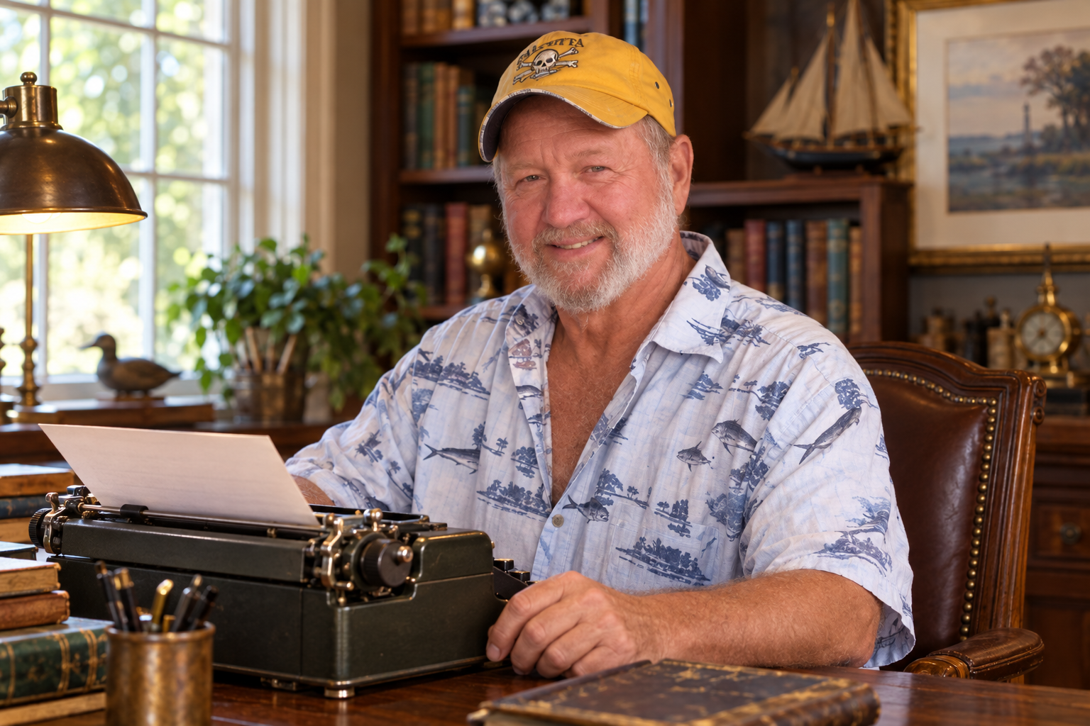 Author at a vintage typewriter